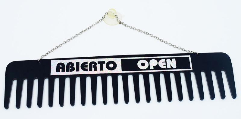 Cartel  Peine abierto/cerrado acrilico Geo2000 AA2000