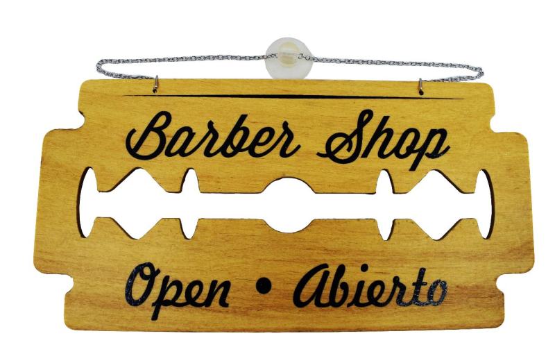 Cartel abierto/cerrado hoja de afeitar Geo2000  CA0300