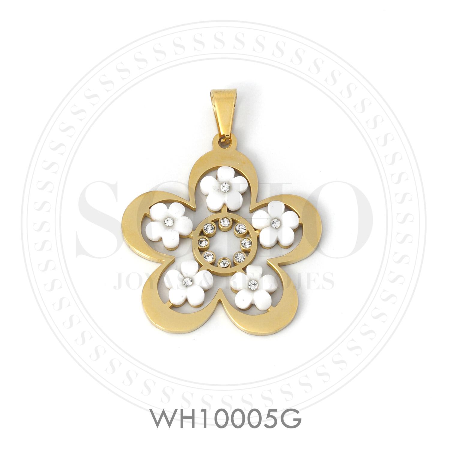 Dije flor en Acero Dorado WH10005G