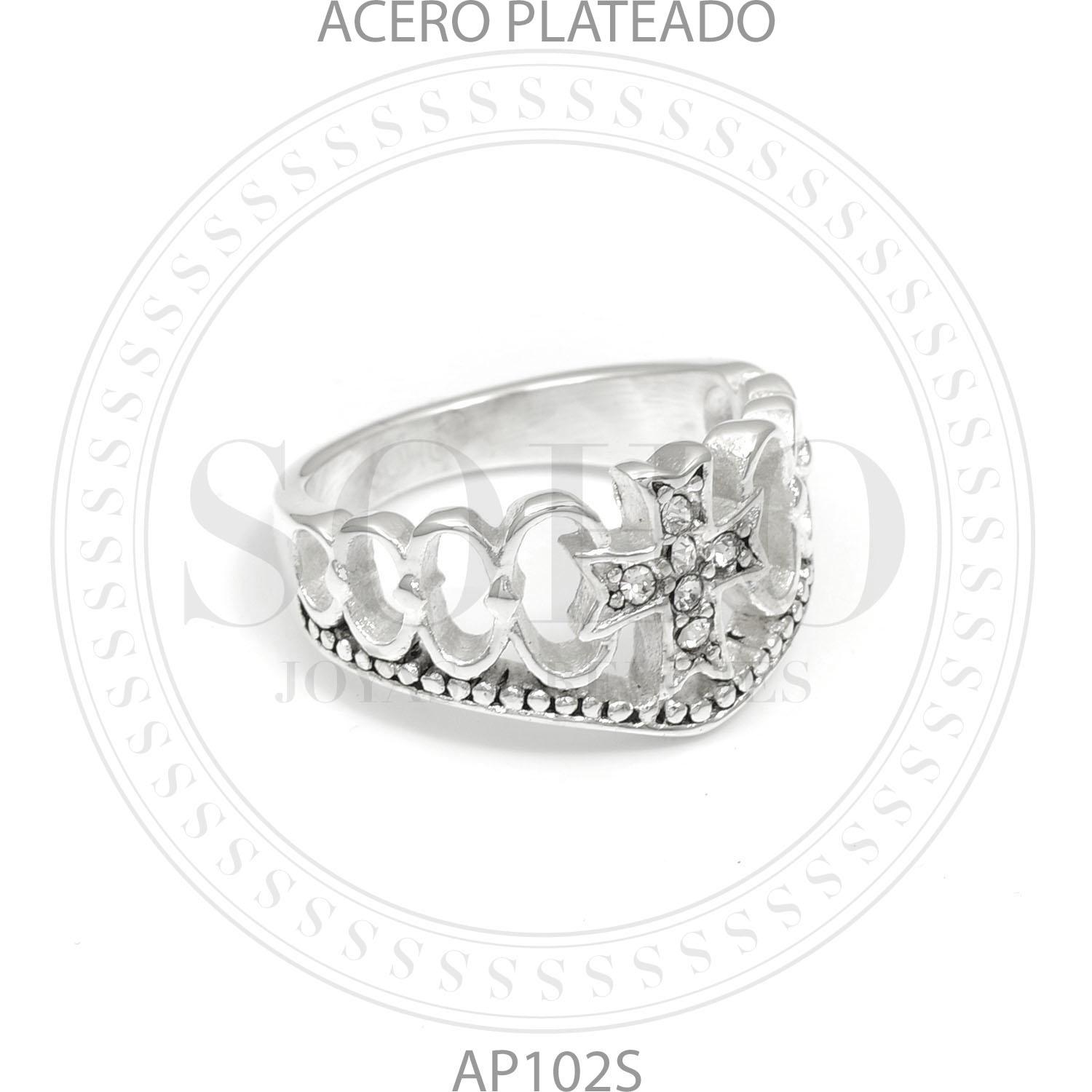 Anillo corona acero blanco AP102S