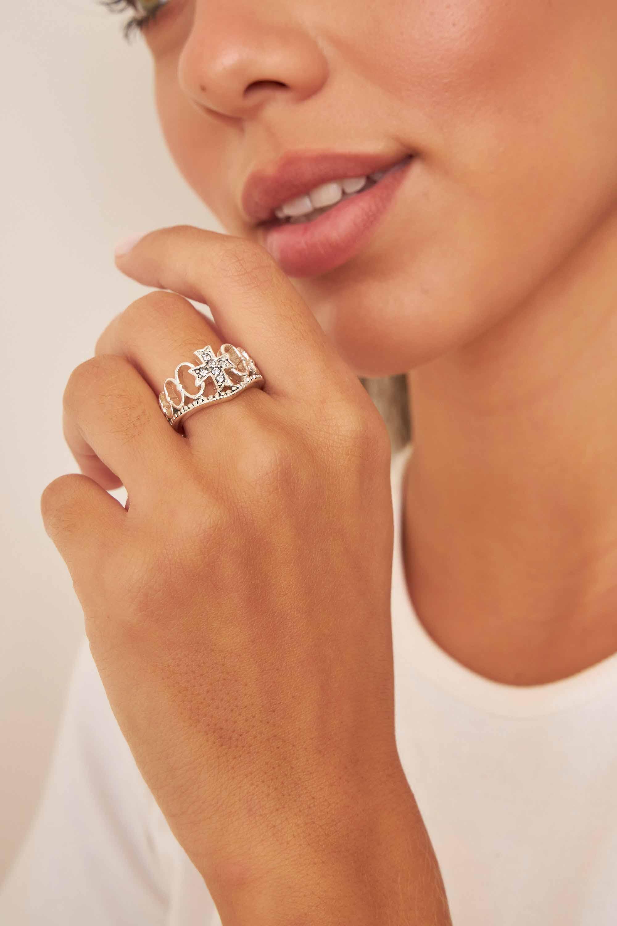 Anillo corona acero blanco AP102S