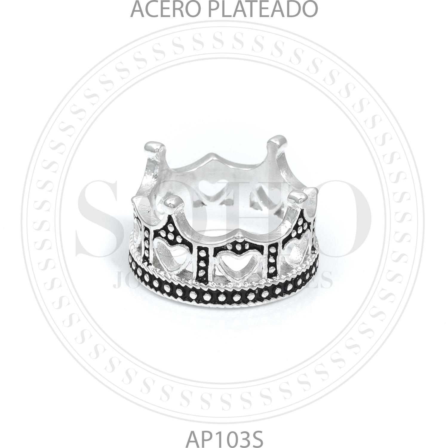 Anillo corona acero blanco AP103S