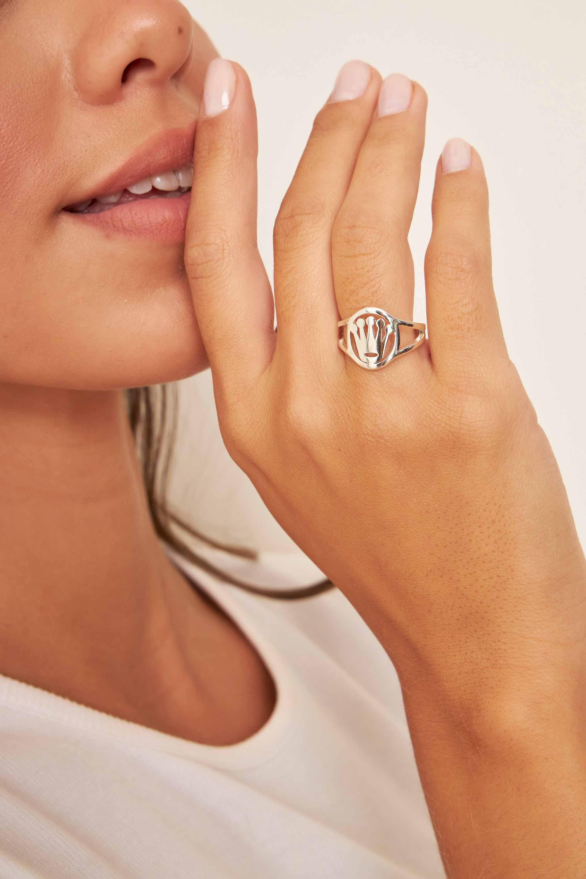 Anillo corona acero blanco HX9S