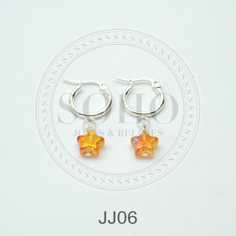 Aros argolla con dije en acero blanco JJ06