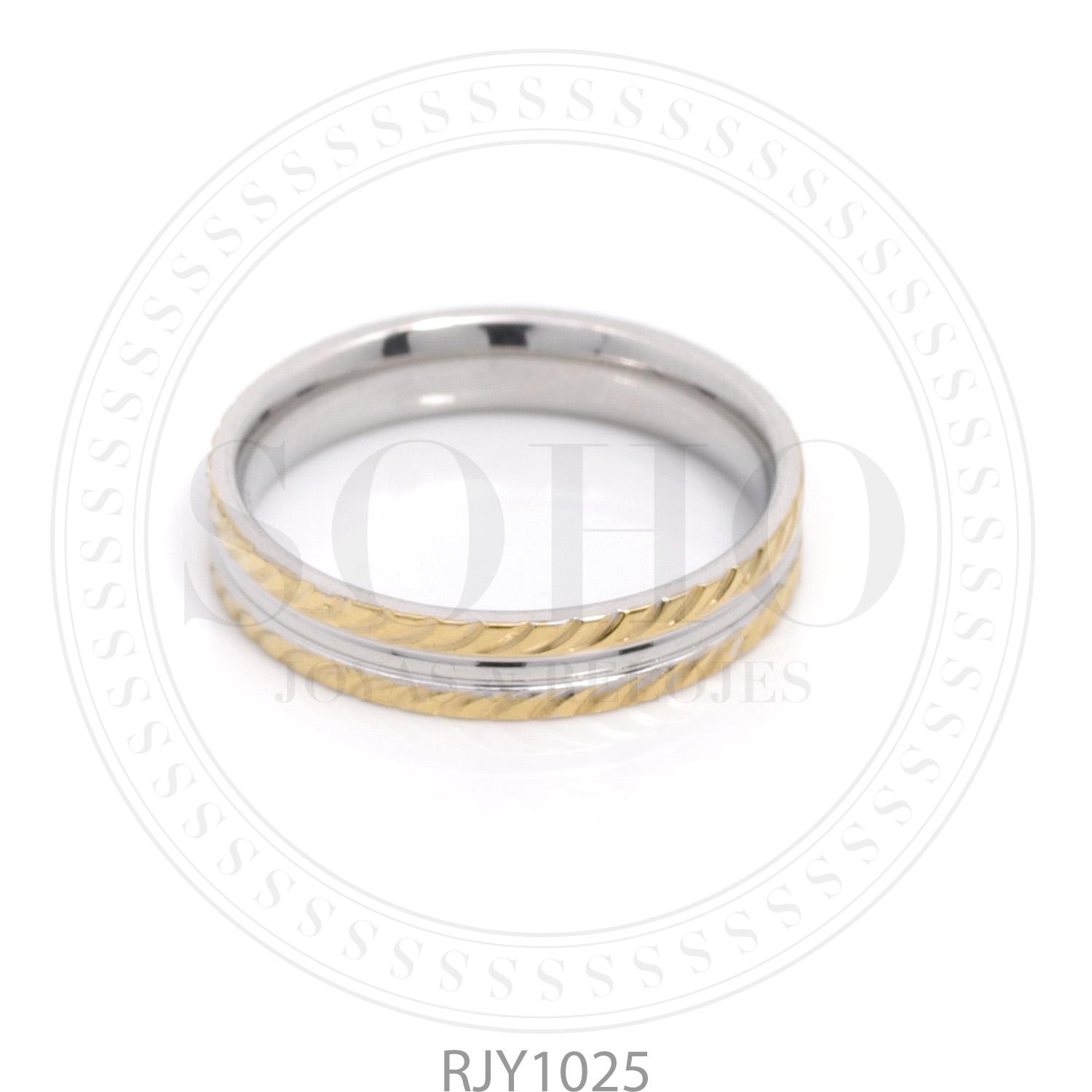 Anillo en acero SOHO combinado con dorado  RJY1025