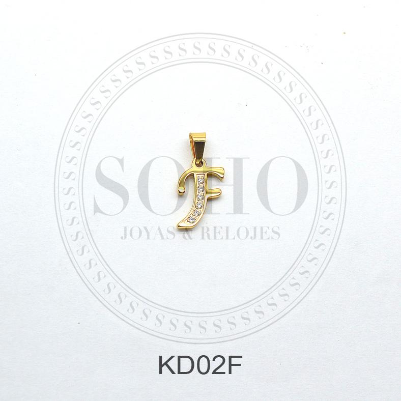 Dije letra en acero dorado SOHO KD02
