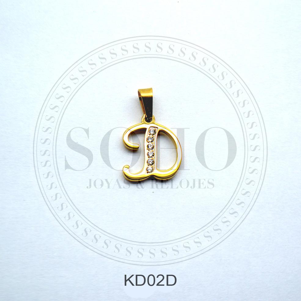 Dije letra en acero dorado SOHO KD02