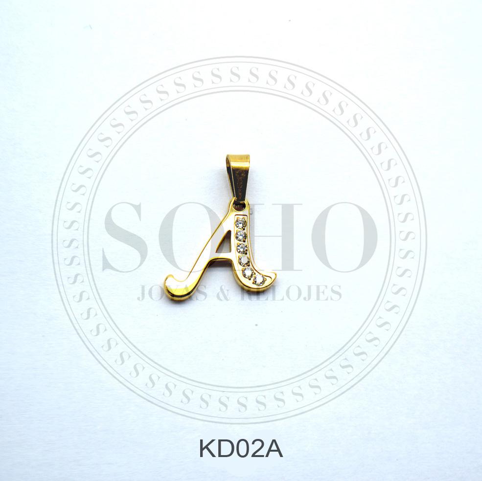 Dije letra en acero dorado SOHO KD02