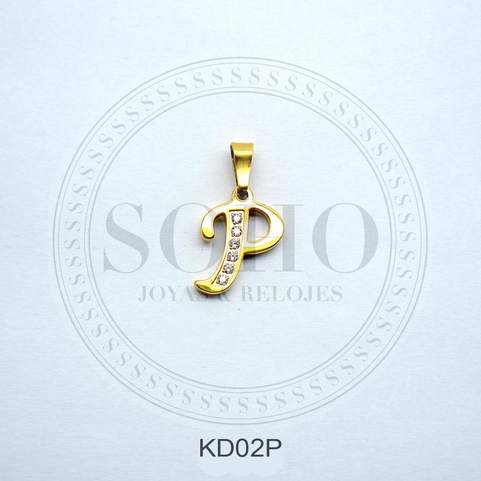 Dije letra en acero dorado SOHO KD02