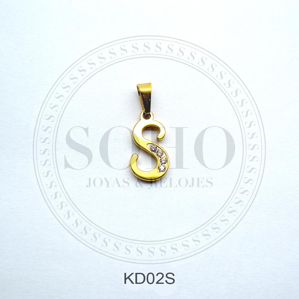Dije letra en acero dorado SOHO KD02