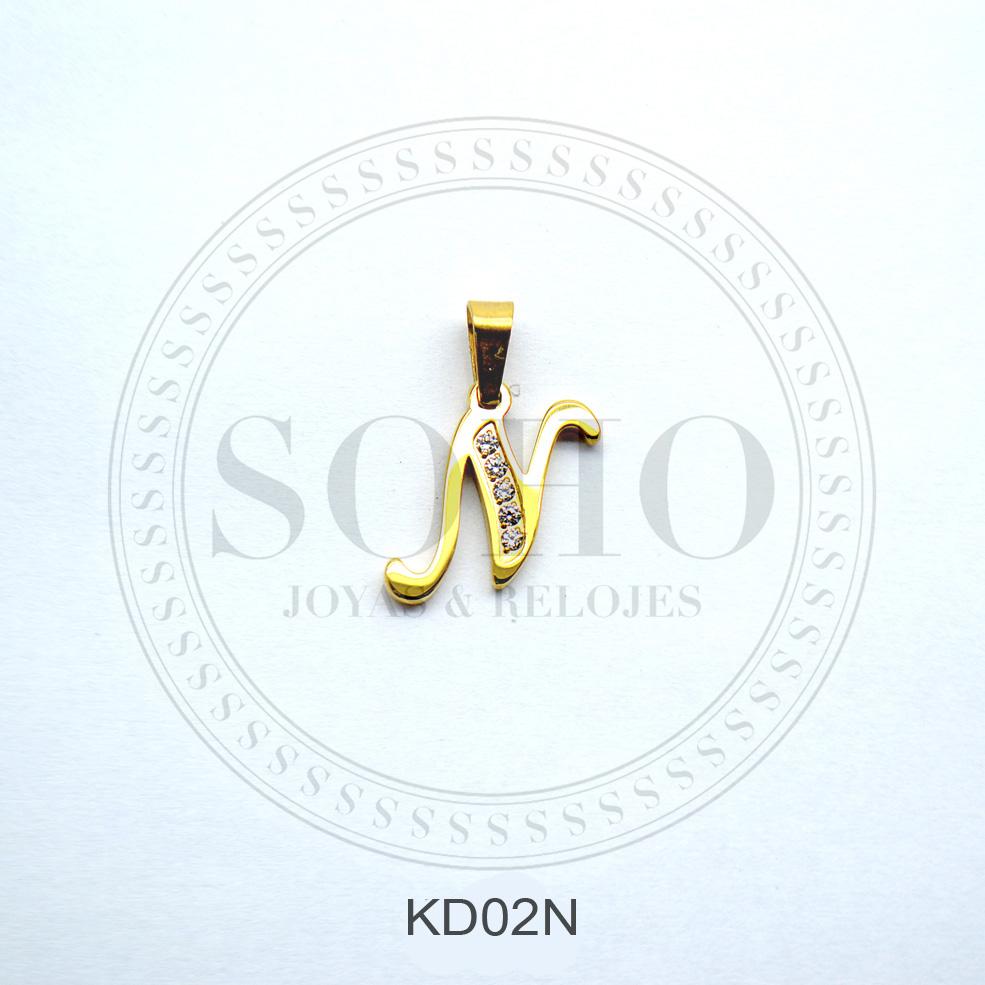 Dije letra en acero dorado SOHO KD02