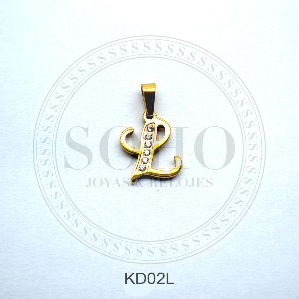 Dije letra en acero dorado SOHO KD02