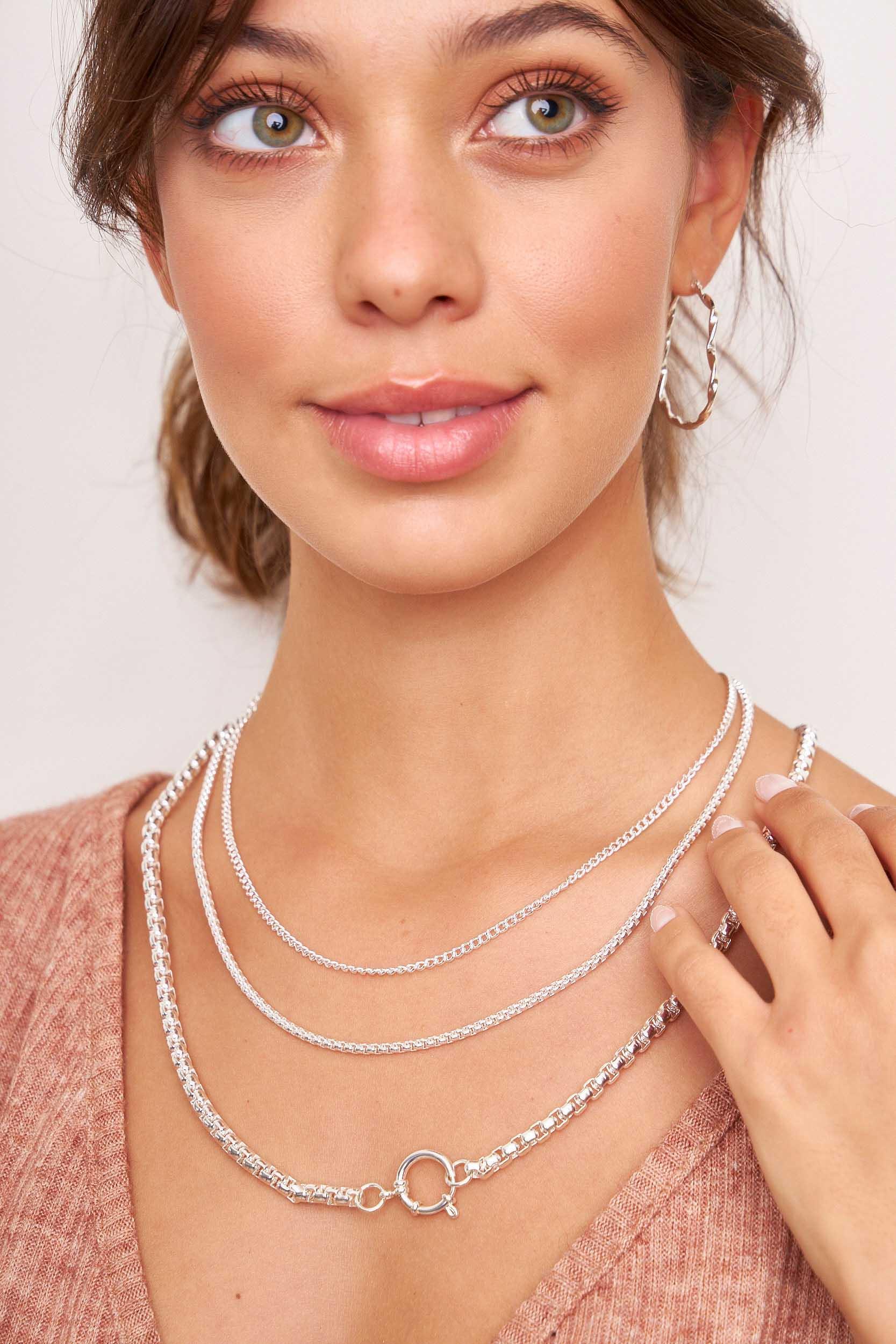 Cadena acero blanco con cierre marinero FB048SSM