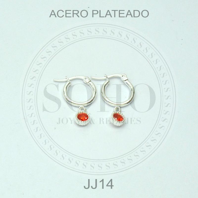 Aros con dije en acero blanco JJ14