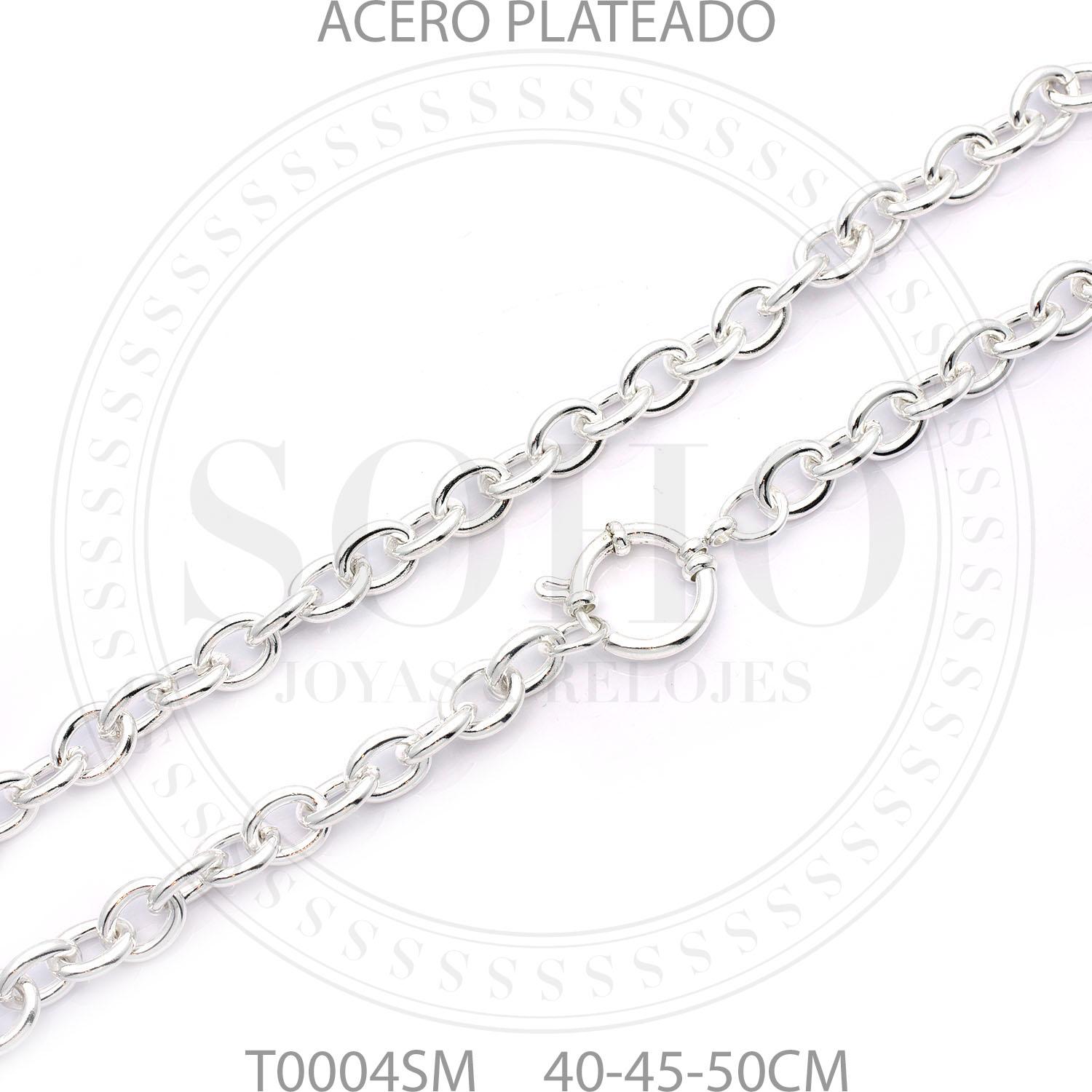 Cadena  acero blanco con cierre marinero T0004SM