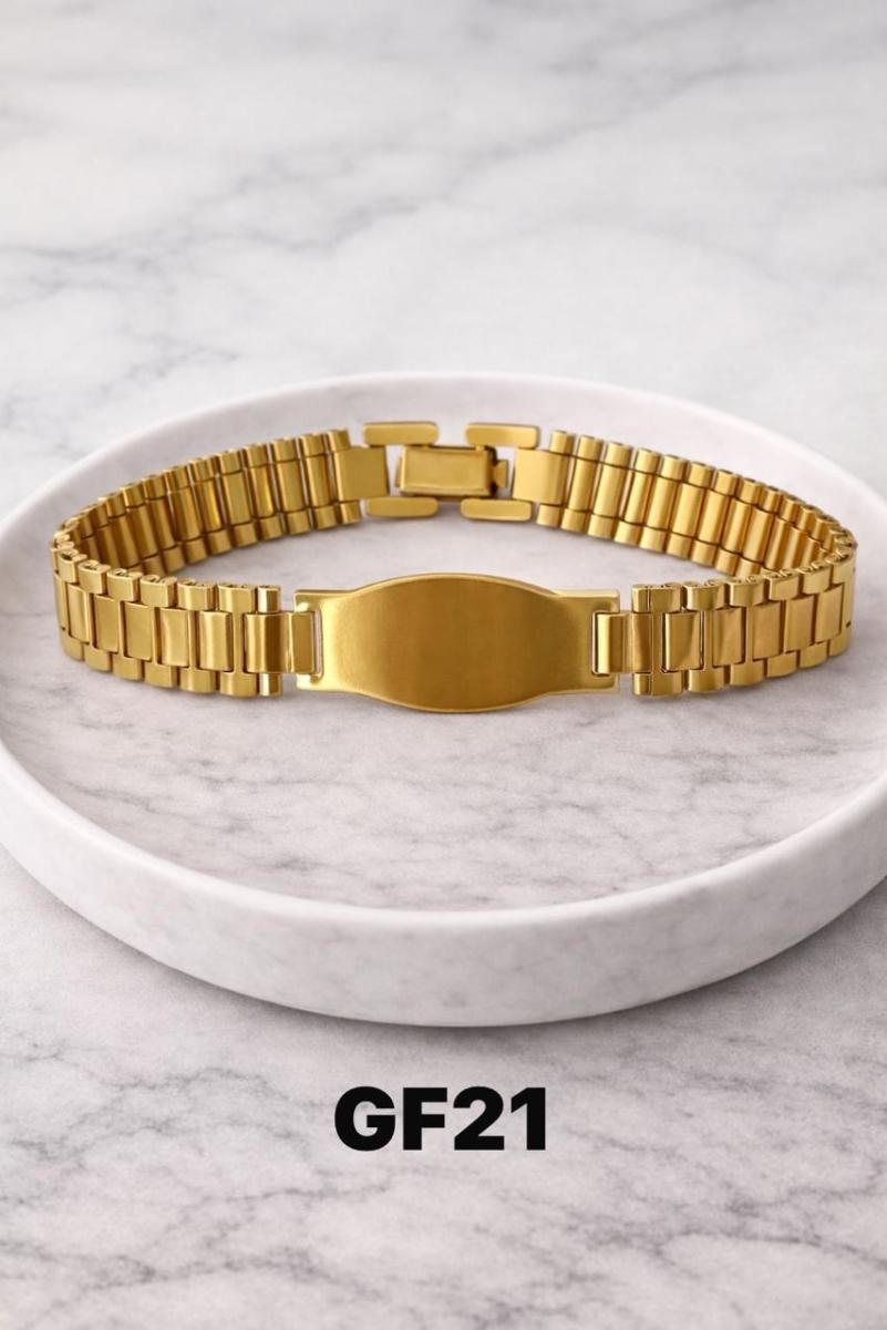 Pulsera identidad en acero dorado GF21