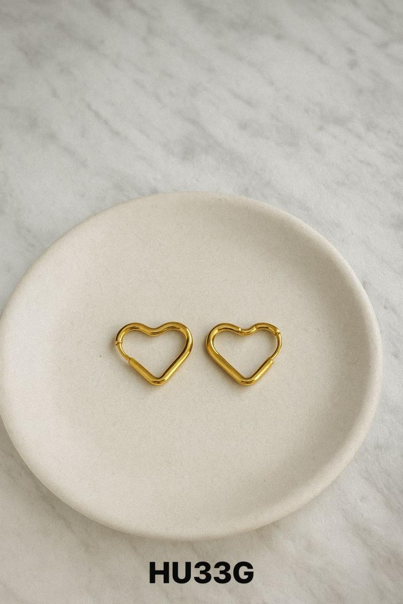 Aros corazon dorado HU33G