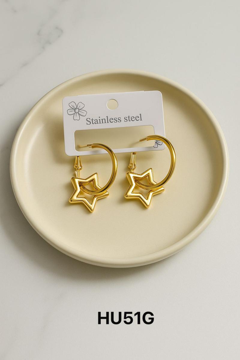 Aro argolla en acero dorado HU51G