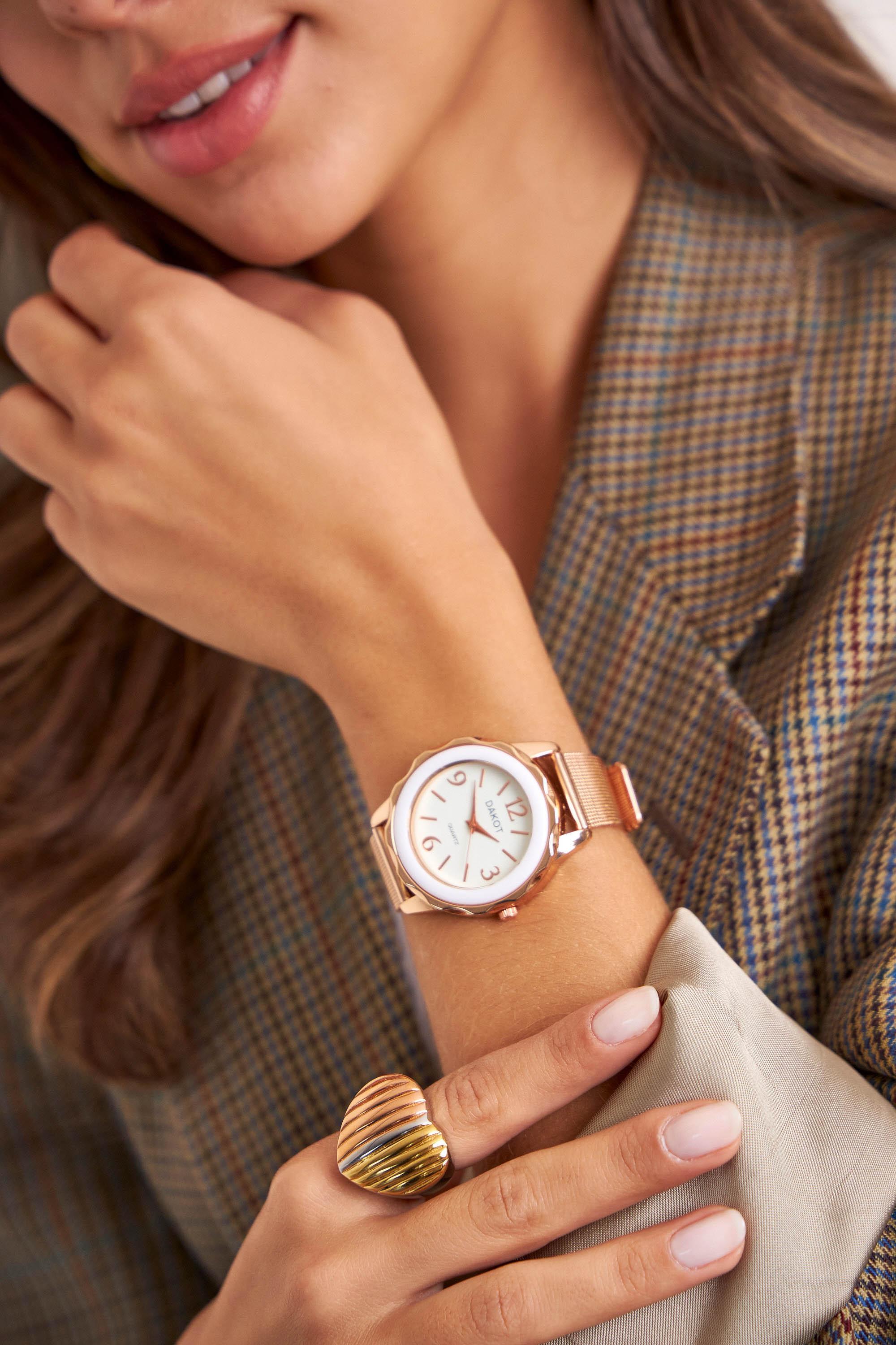 Anillo corazón Acero Dorado y Rose RXC045