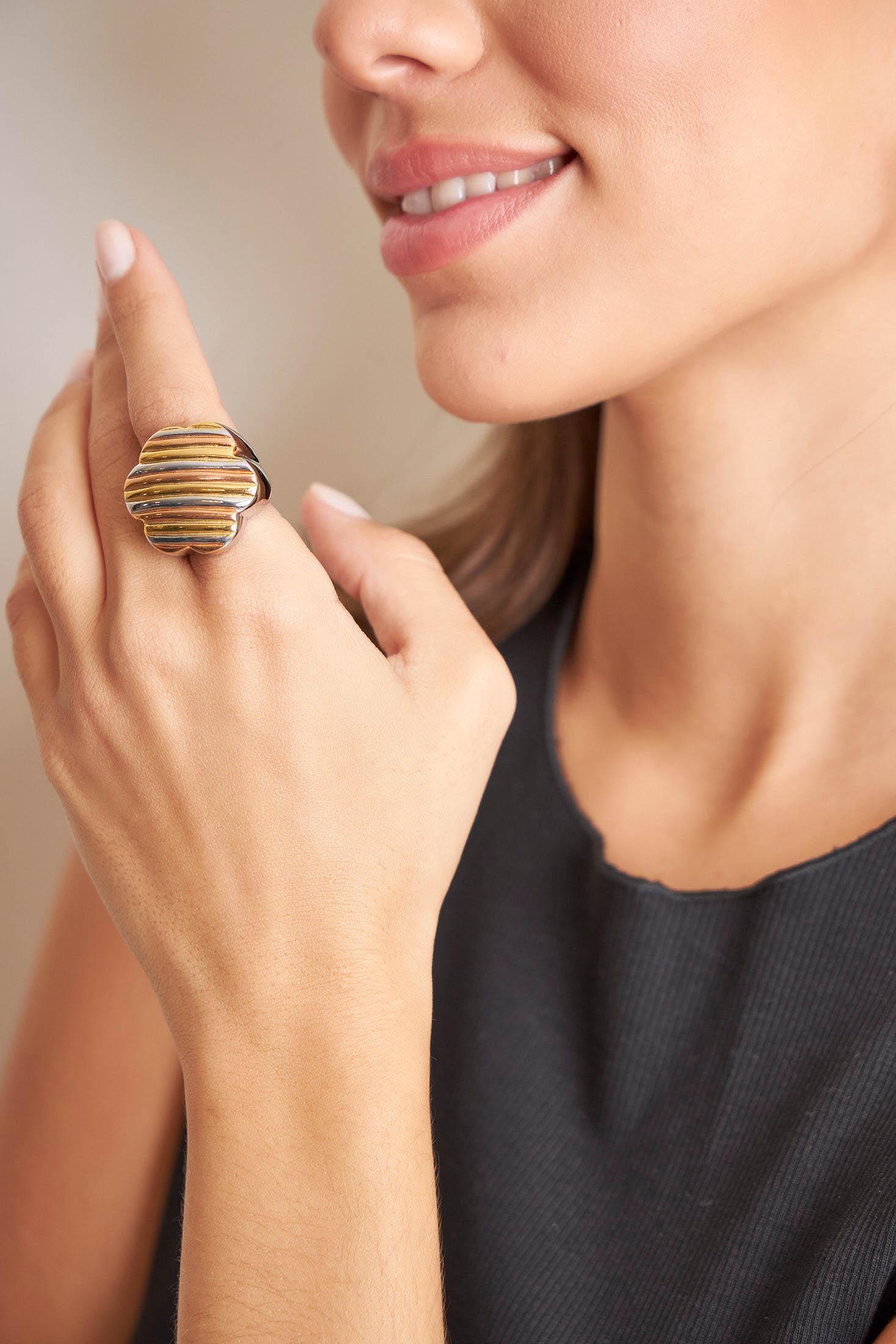 Anillo Acero Dorado y Rose RXC046