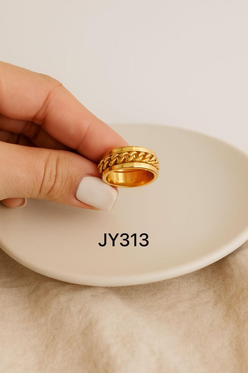 Anillo acero dorado JY313