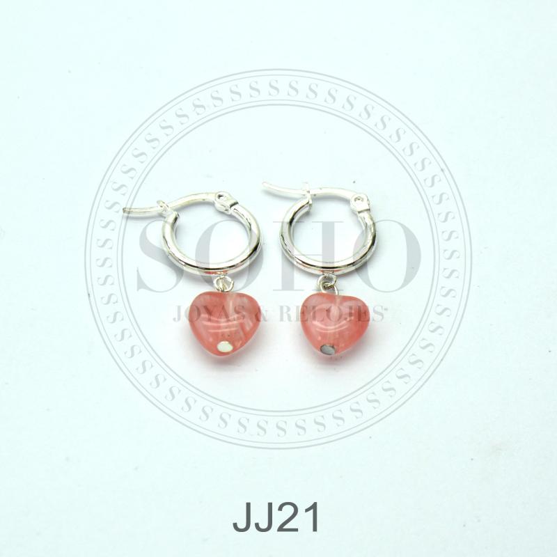 Aros argolla con dije en acero blanco JJ21