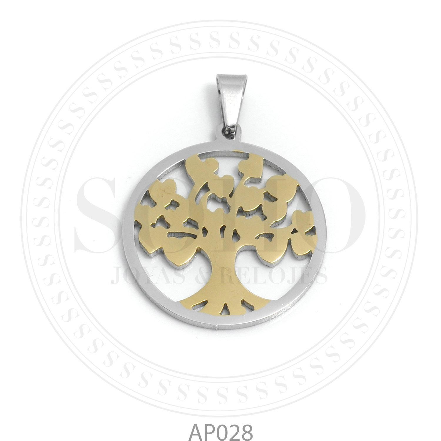 Dije árbol Acero Dorado AP028
