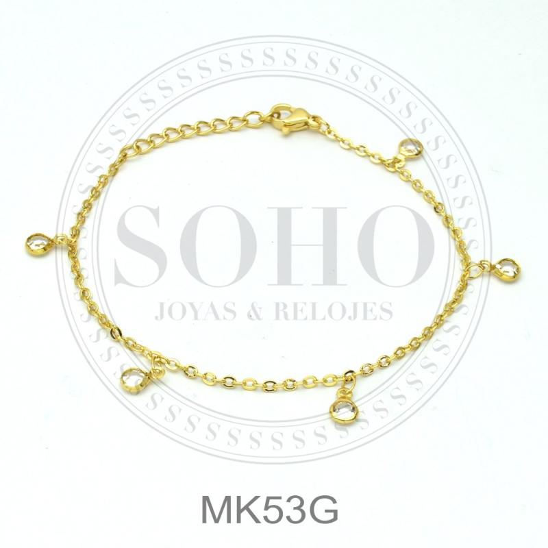 Pulsera acero dorado brillos MK53G