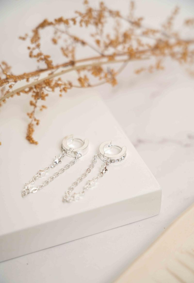 Aros cubano en acero blanco JJ31