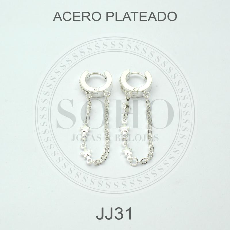 Aros cubano en acero blanco JJ31