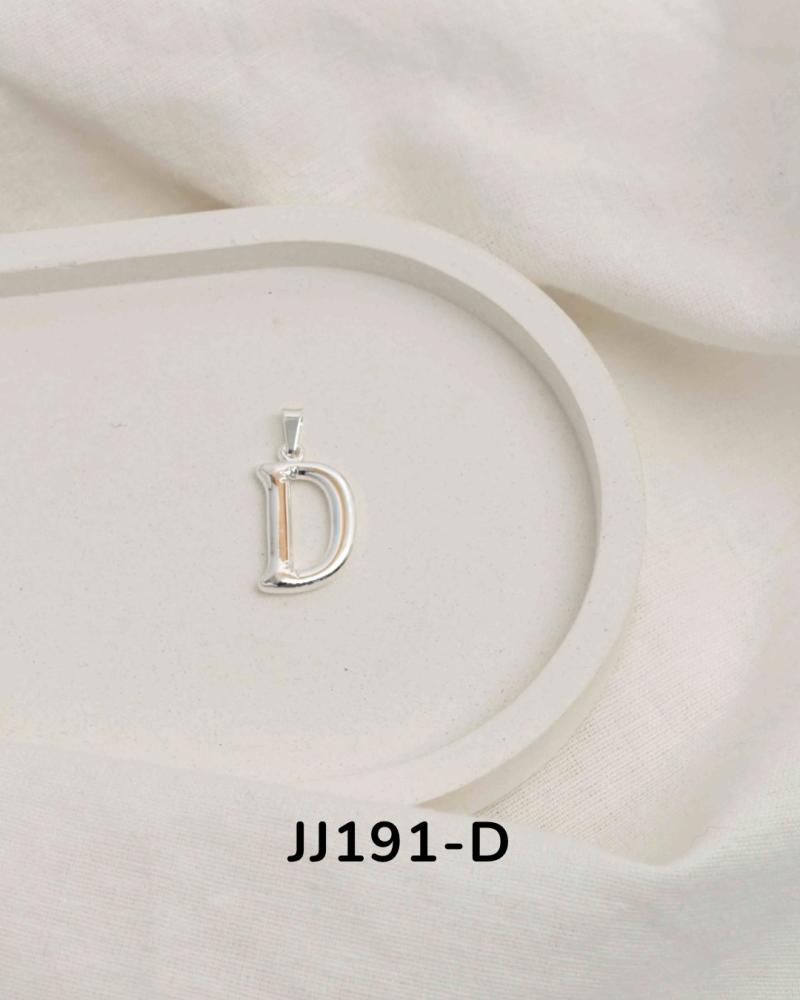 Dije inicial en acero blanco JJ191