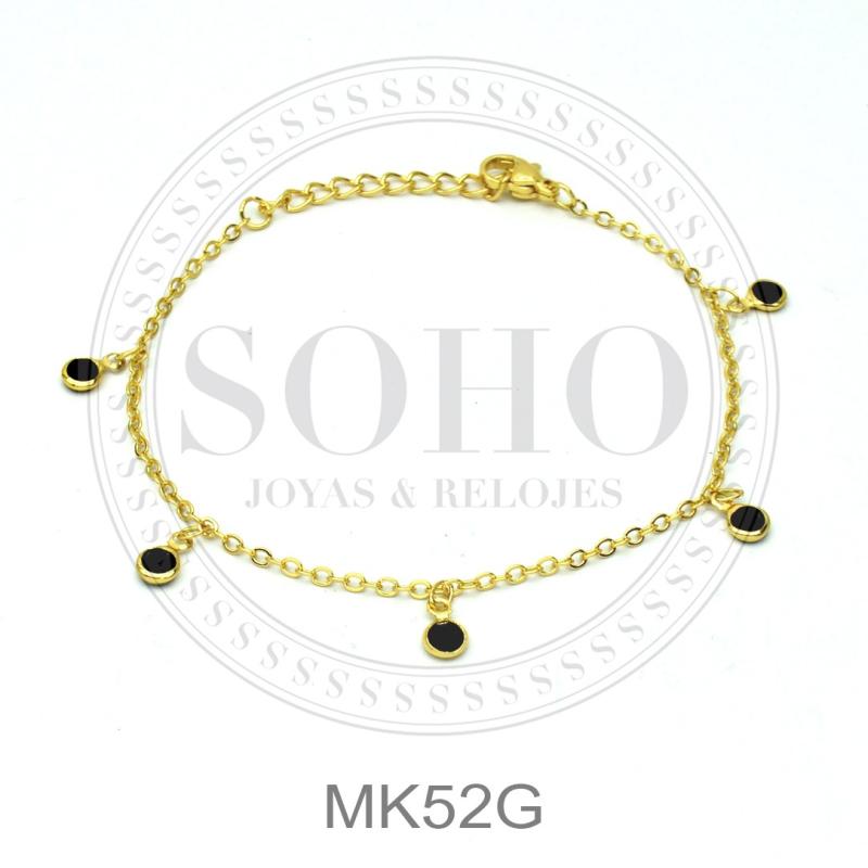 Pulsera acero dorado brillos MK52G