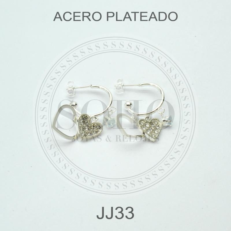 Aro con dijes en acero blanco JJ33
