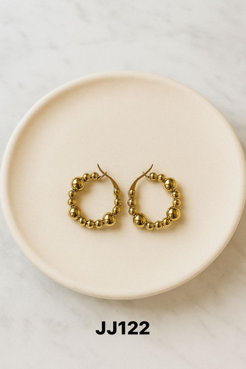 Aros acero dorado JJ122