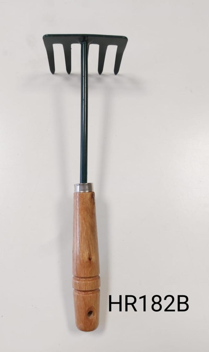 Rastrillo de Mano 3 Púas Mango Madera