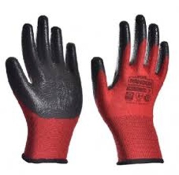 Guante Tejido Látex Rugoso Negro/Rojo