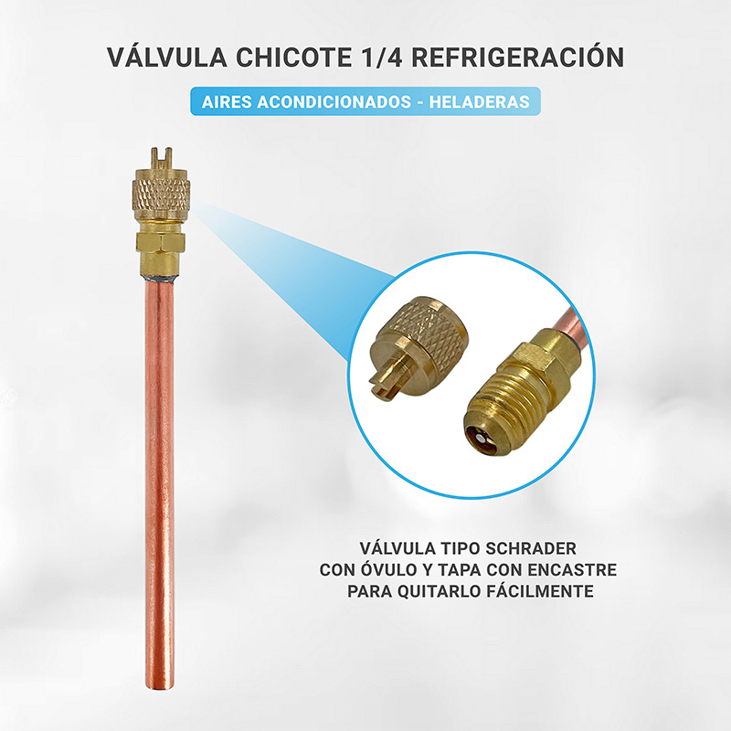 Valvula Chicote 1/4 Soldar Refrigeración Aire Acondicionado Heladera