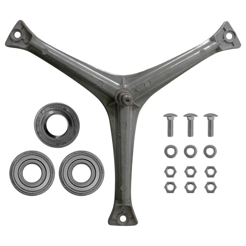 Kit eje soporte rulemanes, retén y tornillos para lavarropas Drean 510 2 planos