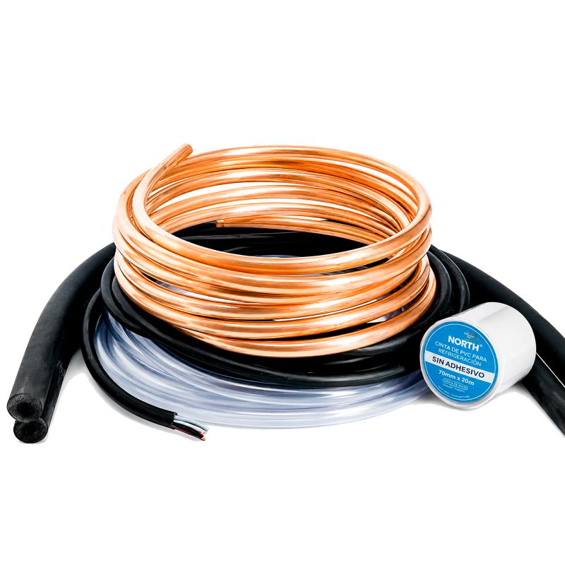 Kit de instalación para aire acondicionado con caño de cobre 1/2 y 1/4 x 6 metros