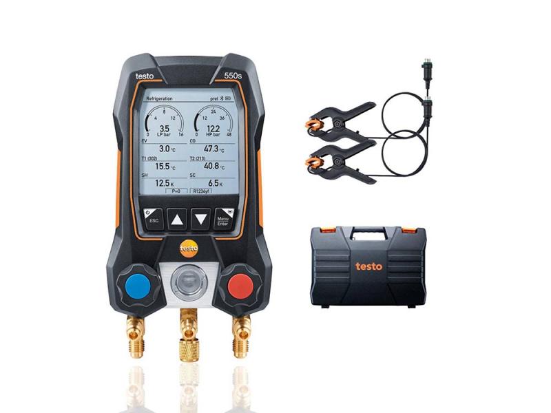 Kit manifold digital Testo 550s bluetooth + dos sondas de temperatura con cable y maletín