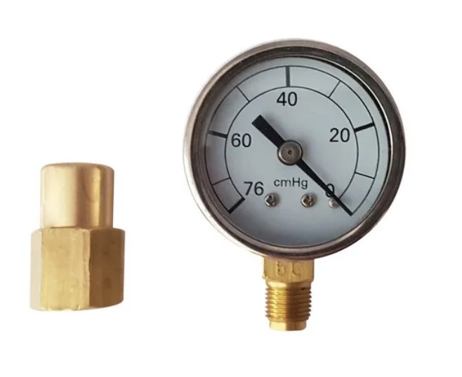 Vacuómetro con acople para bomba de vacio