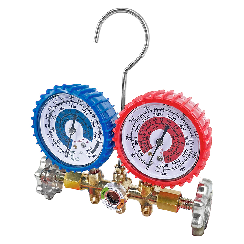 Manifold Refrigeracion R-410 Con Visor Mangueras Bronce