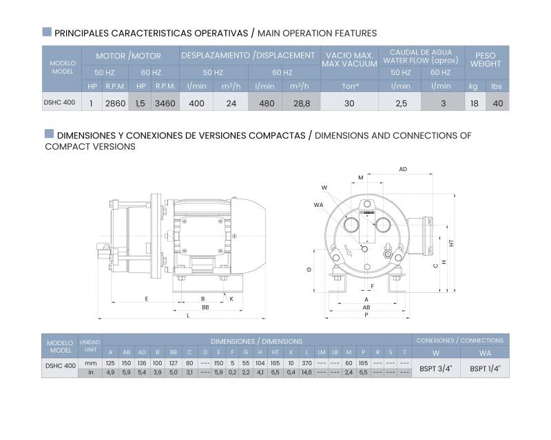 Bomba de vacío Dosivac DSHC 400 Anillo Hidráulico 50 Hz
