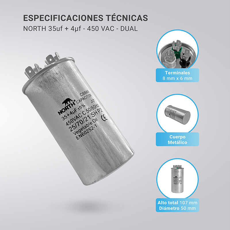 Capacitor Aire Acondicionado Dual Split 35+4uf North