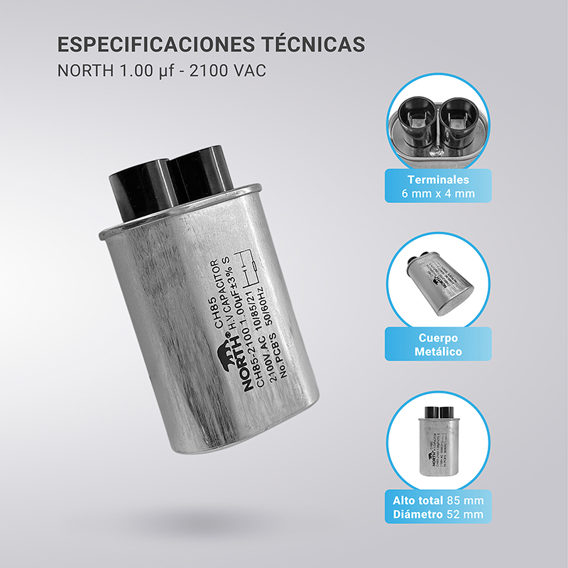 Capacitor Microondas 1.00uf North 2100v