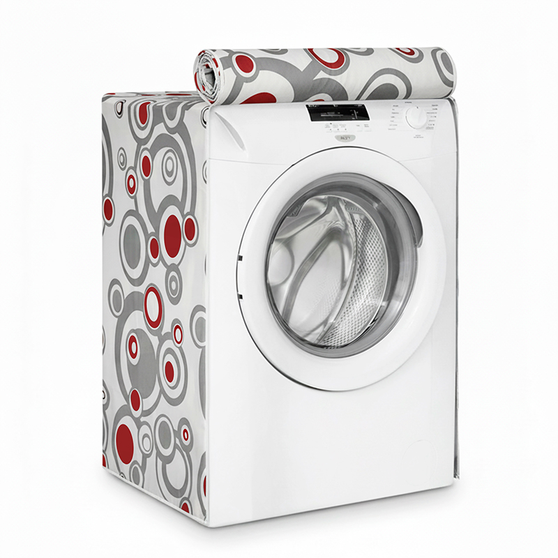 Funda para lavarropas 60x60x81 carga frontal estampada impermeable roja y gris