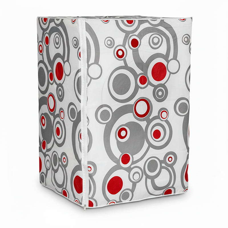 Funda para lavarropas 60x60x81 carga frontal estampada impermeable roja y gris