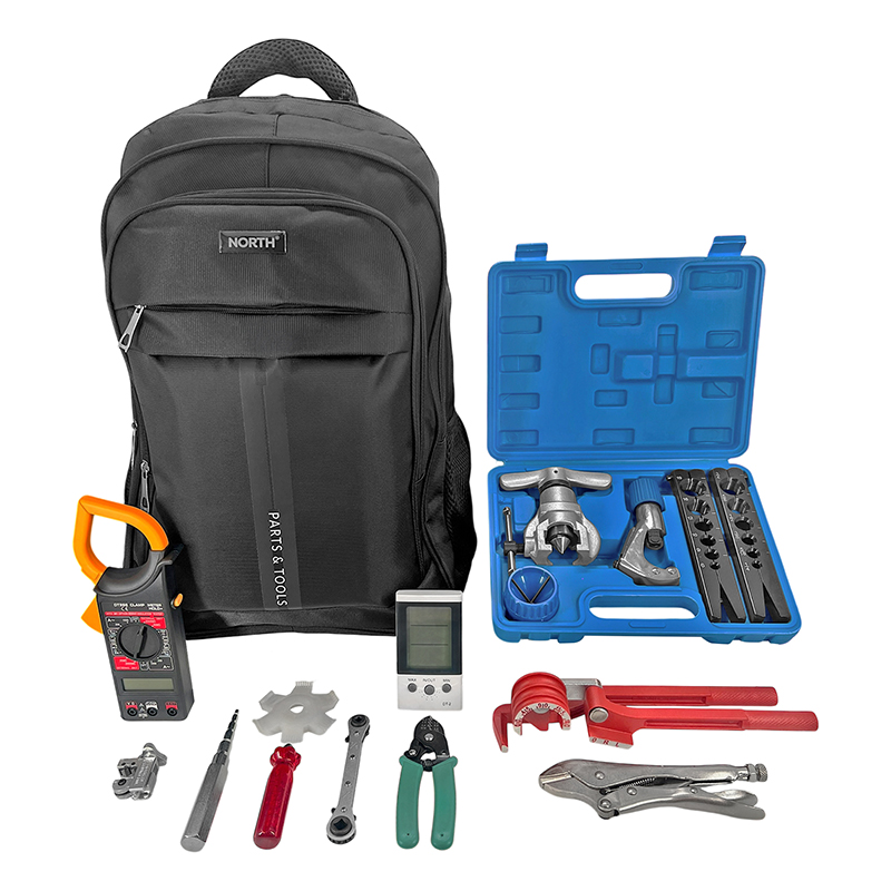 Kit Herramientas Refrigeracion Pestañadora excentrica Pinza Amperometrica Mochila 40 Litros North