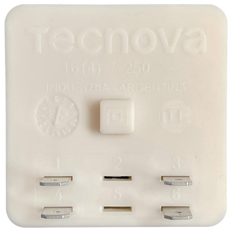 Timer Reloj Tecnova Lavarropas 4 Contactos Eje Cuadrado