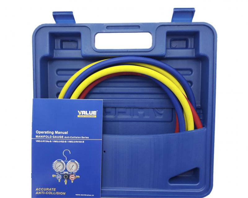 Maletín Value con manifold R22 R134 R404 R407 y mangueras